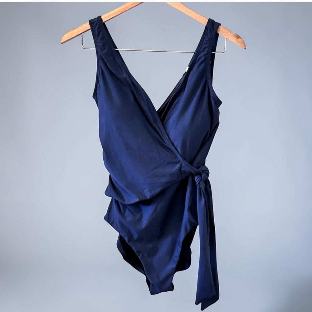 Hermoza Karen Navy Wrap One Piece Swimsuit Size 8
